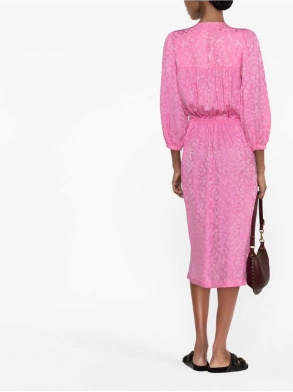Zadig & Voltaire NWT Silk Jacquard Pink Midi Dress Draped Waist $698 - Picture 11 of 16
